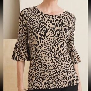 🩷Chico's Animal Leopard Print Flounce Bell Sleeve Like New Chico's size O Small